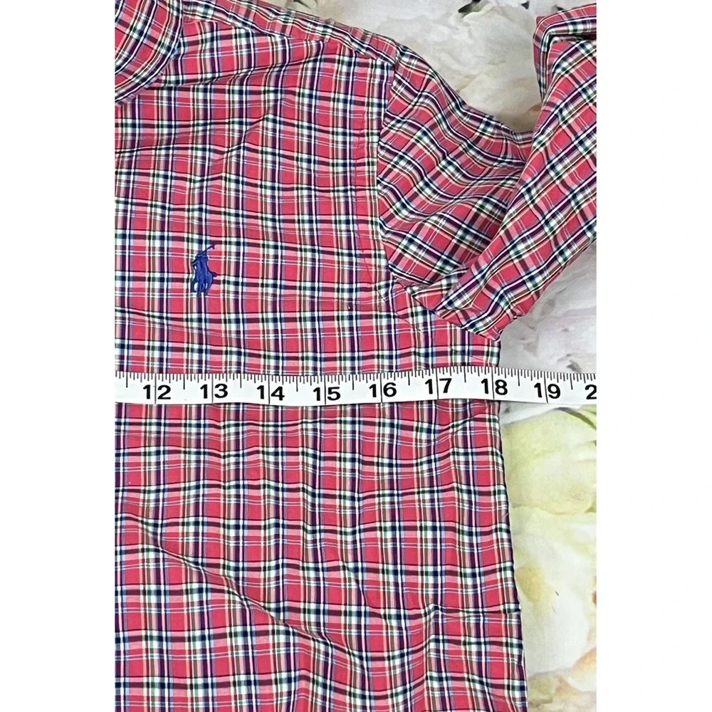 Ralph Lauren Shirt Size Youth Large 14-16 Button Down Long Sleeve Pink Plaid